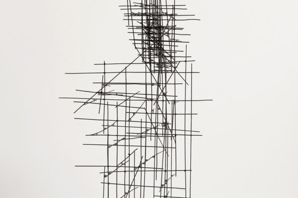 2018 tentativo di costruzione n.1 filo di ferro, magneti al neudimio 30x25x53 cm